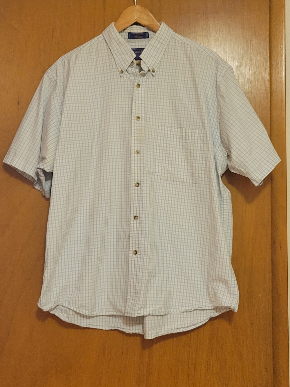 Pendleton Light Blue & White Checked Short-Sleeve Button-Down Shirt